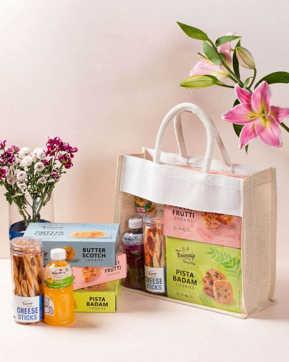 Assorted Gift Hamper with Frutti, Pista Badam and Butter Scotch Cookies and More