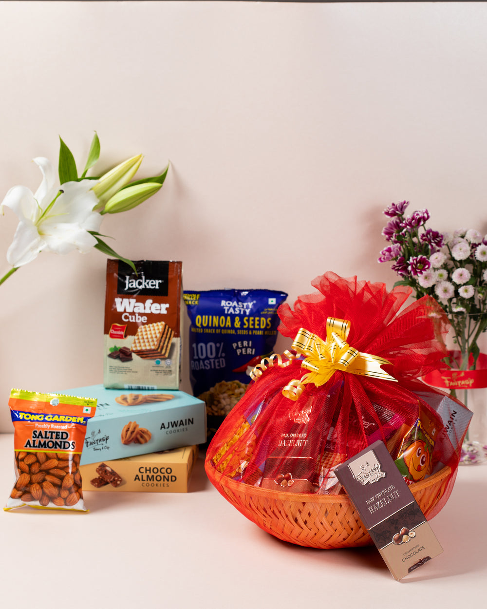 Premium Gift Hamper with Wafer Cubes, Quinoa & Seeds, and Almond Treats