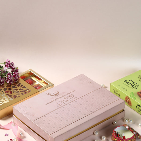Elegant Pink Gift Hamper Box for Diwali Gifting