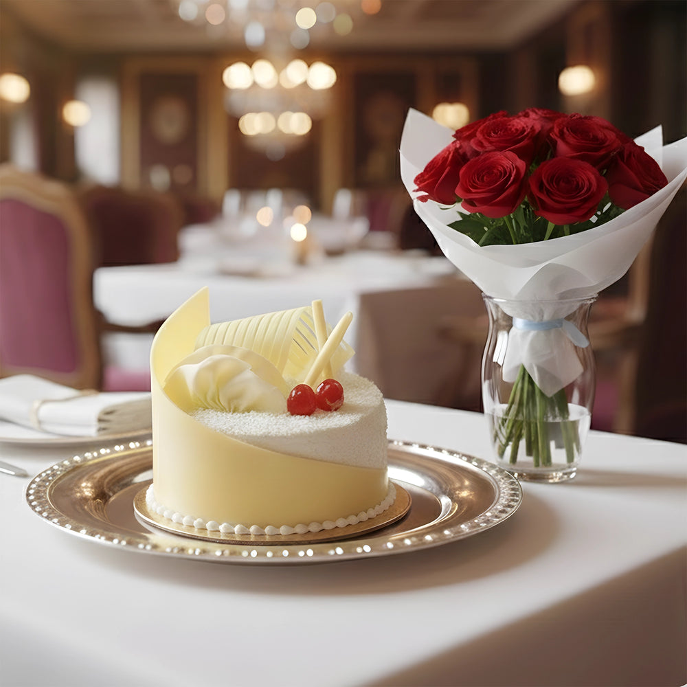 Malai Coconut Truffle with Red Roses Bouquet