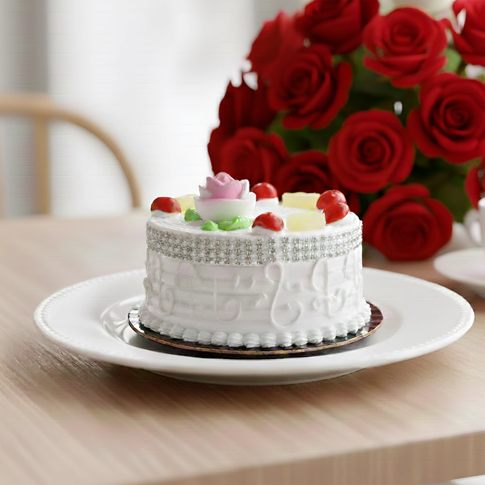 Pineapple Cake With Bunch Of Red Roses