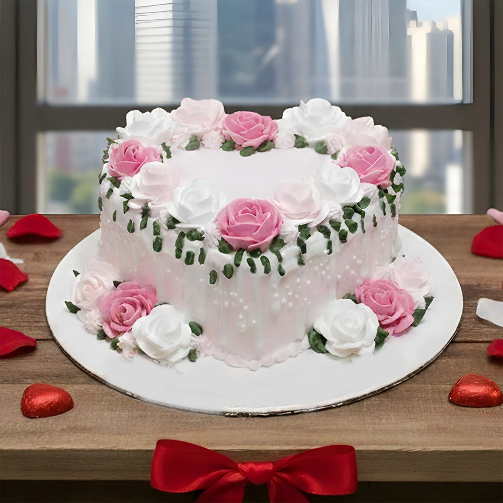 Valentine’s Heart in Bloom Cake