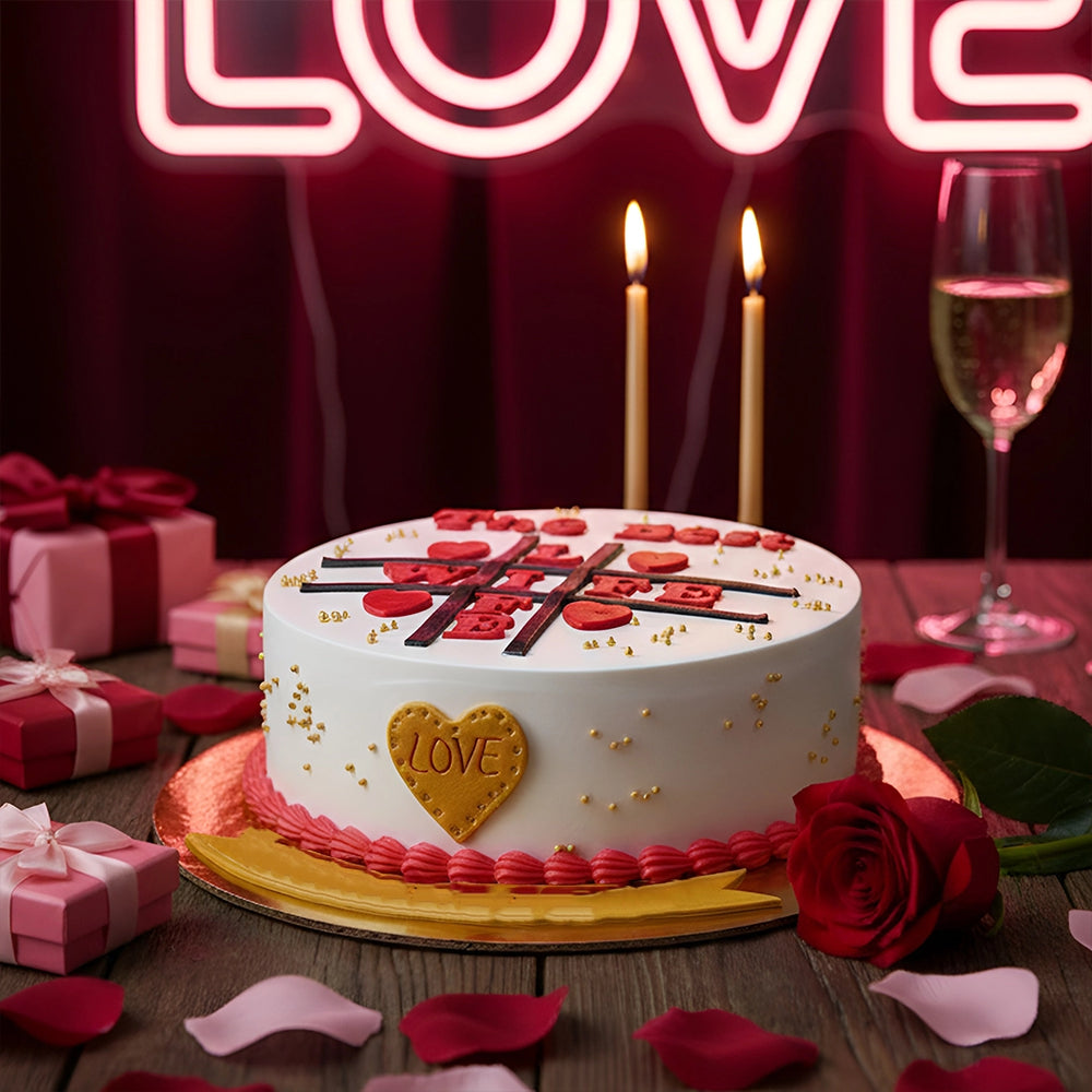 Valentine’s Tic-Tac Game of Hearts Cake
