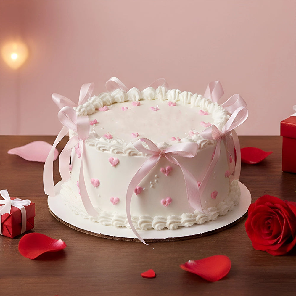 Valentine's Ribboned Delight Cake