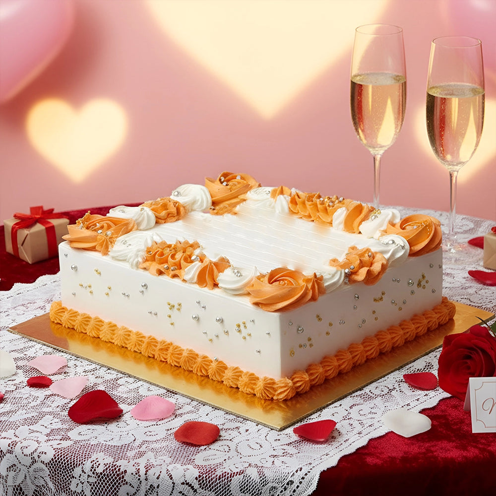 Valentine’s Floral Frame Square Cake