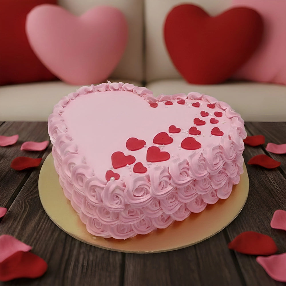 Valentine's Rosette Heart Cake