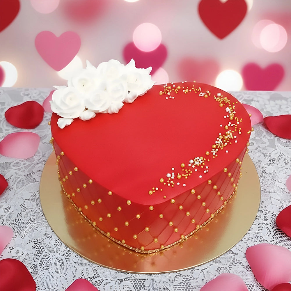 Valentine's  Ivory Blossom Cake