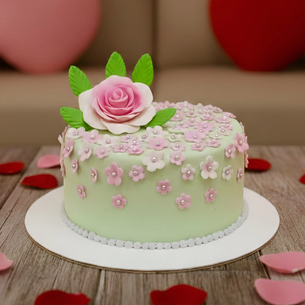 Valentine's Pastel Floral Cake