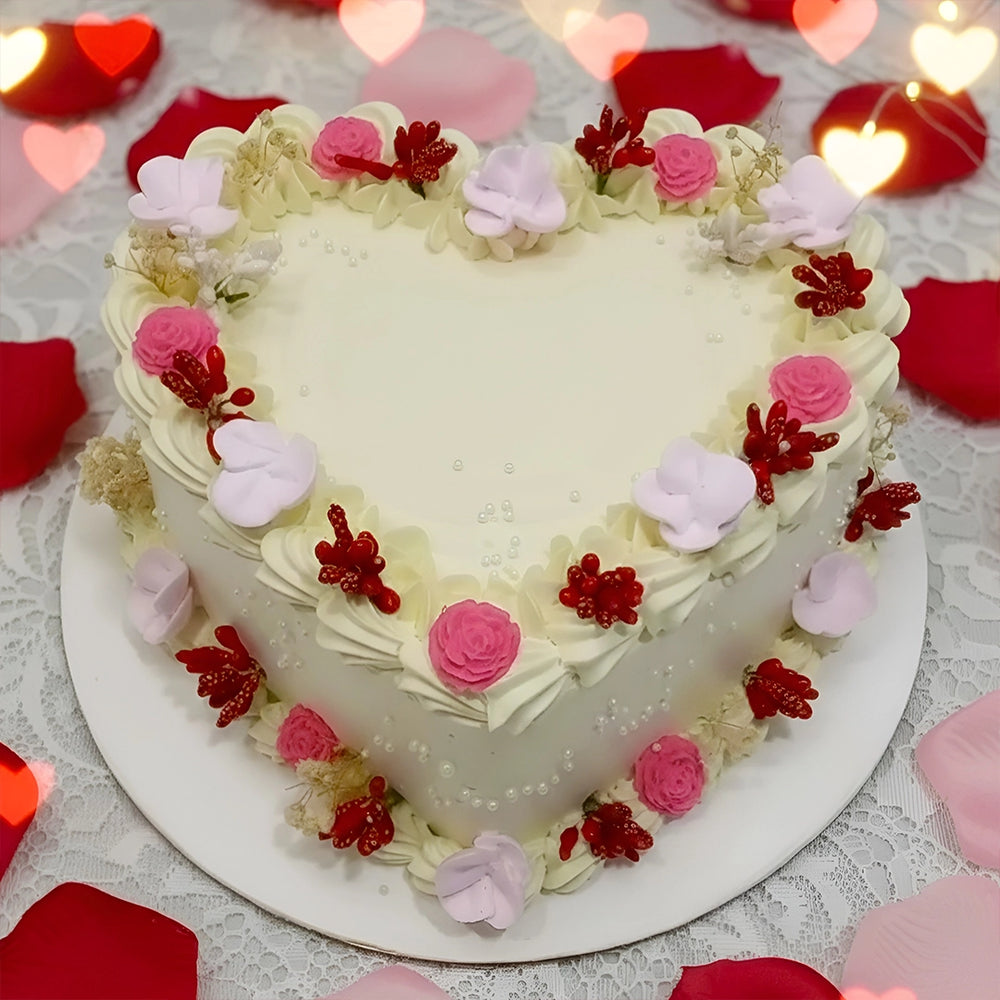 Valentine's Rose Garden Heart Cake