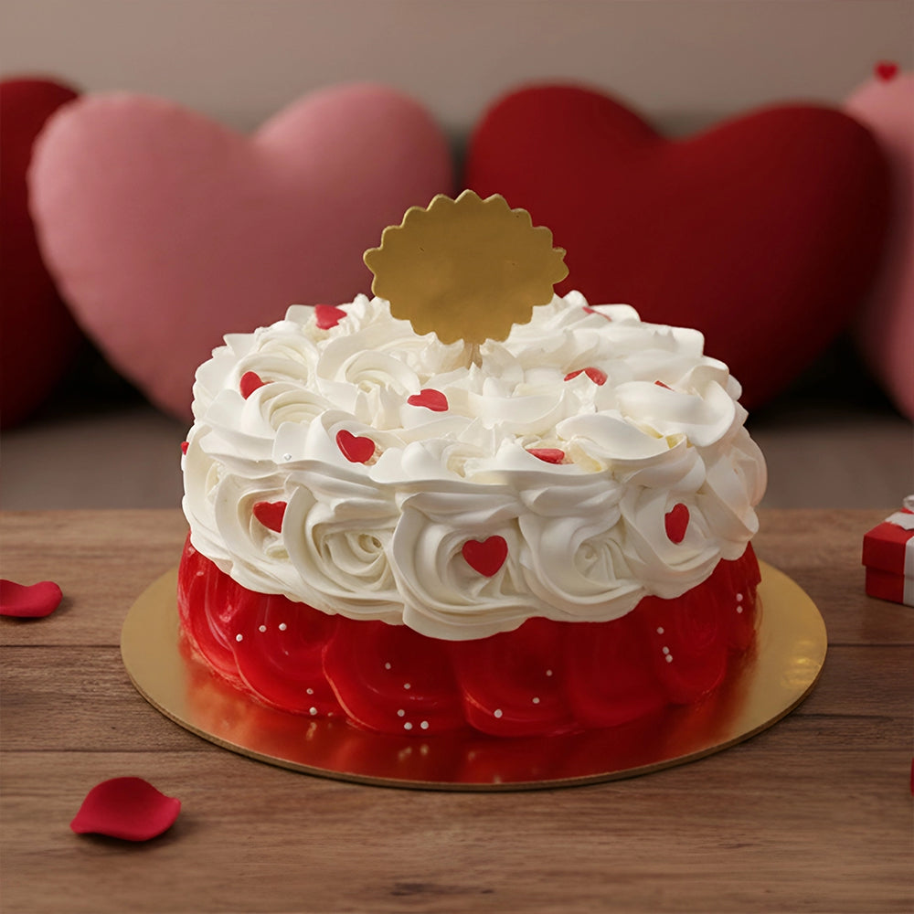 Valentine's Rosy Bliss Delight Cake