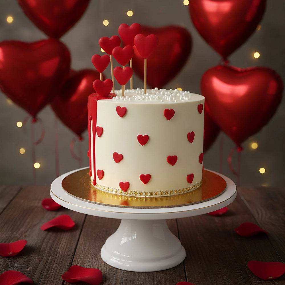 Valentine's Red Heart Fondant Cake